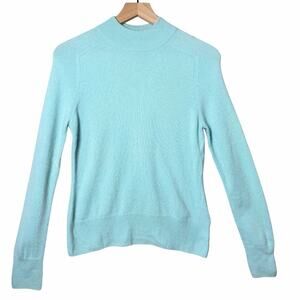 Privé Cashmente Sweater 100% Cashmere Blue Long Sleeve Mock Neck Size S